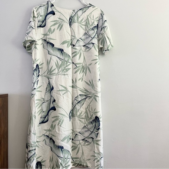 Bishop St Apparel Aloha Dress Made in Hawaii Midi Tropical Leaves Green L - Picture 6 of 7